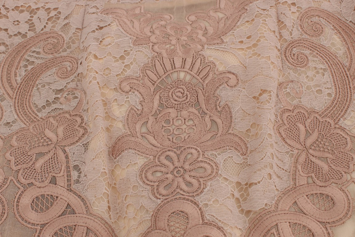 Dolce & Gabbana Pink Silk Lace Ricamo Shift Gown Dress - PreLoved & Luxe