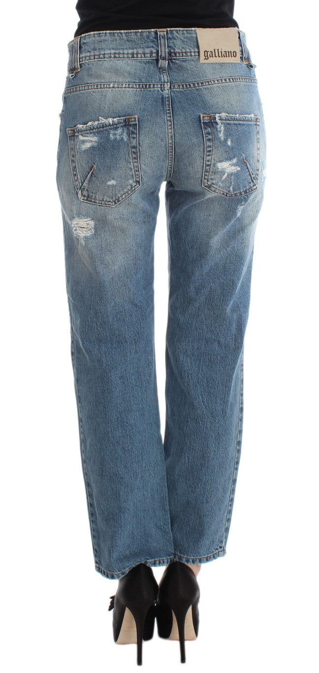 John Galliano Blue Wash Cotton Boyfriend Fit Cropped Jeans - PreLoved & Luxe
