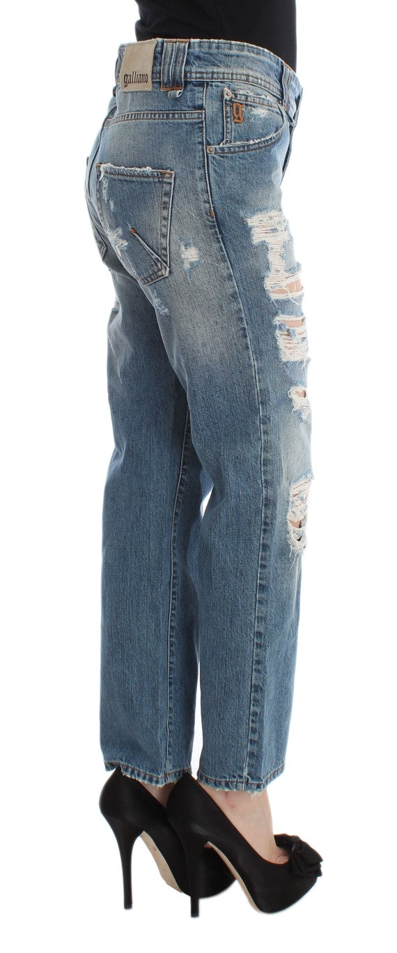 John Galliano Blue Wash Cotton Boyfriend Fit Cropped Jeans - PreLoved & Luxe