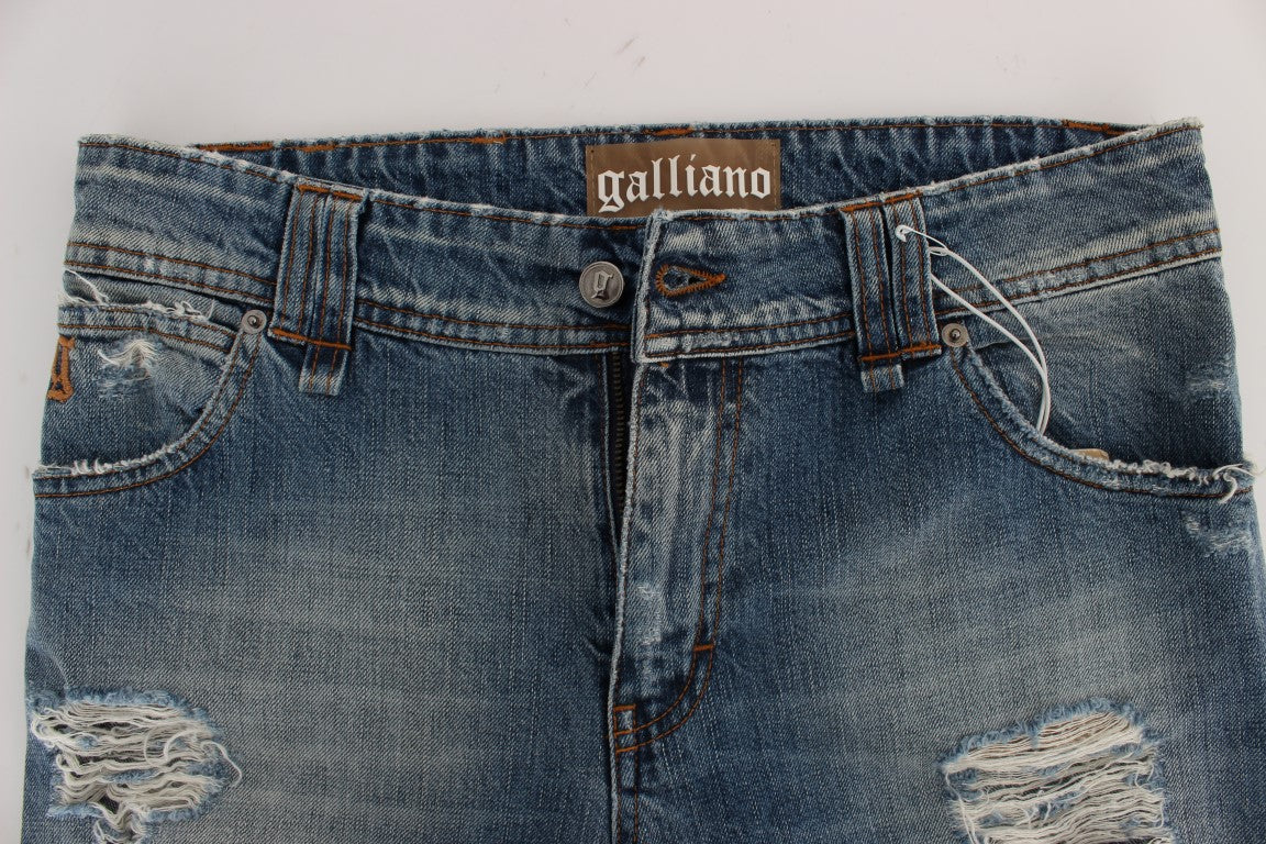John Galliano Blue Wash Cotton Boyfriend Fit Cropped Jeans - PreLoved & Luxe