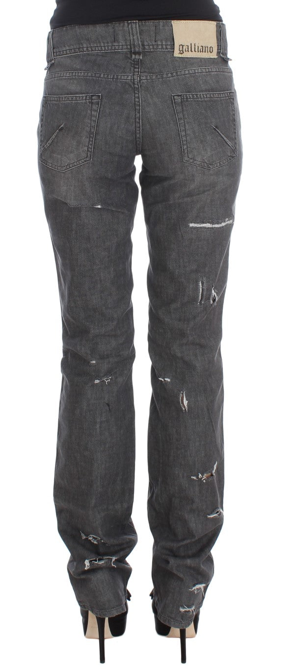 John Galliano Gray Wash Cotton Torn Straight Fit Jeans - PreLoved & Luxe