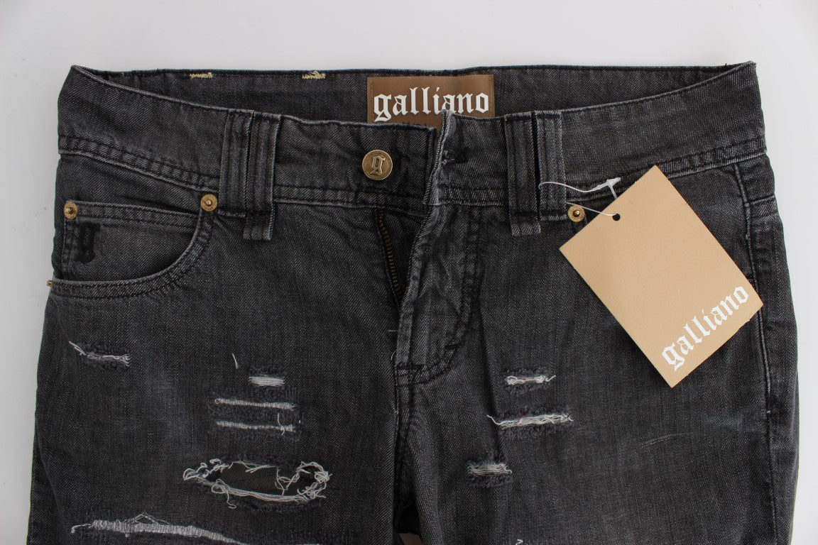 John Galliano Gray Wash Cotton Torn Straight Fit Jeans - PreLoved & Luxe