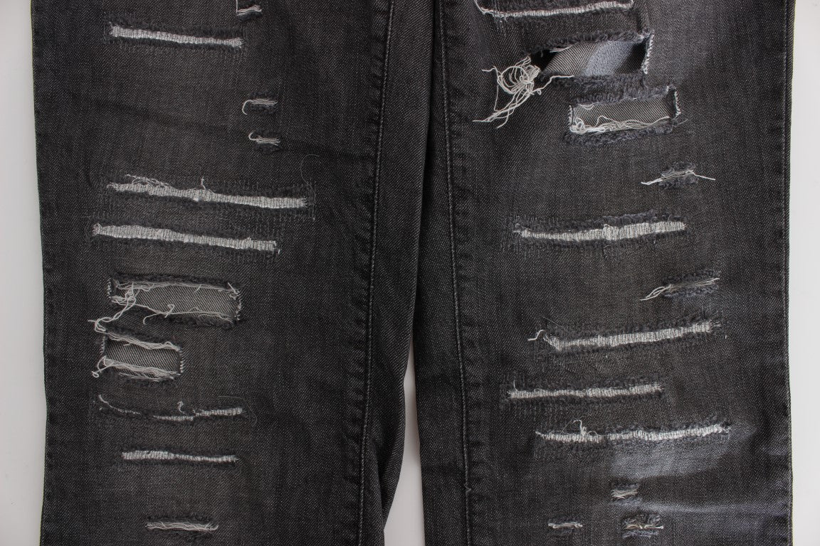 John Galliano Gray Wash Cotton Torn Straight Fit Jeans - PreLoved & Luxe