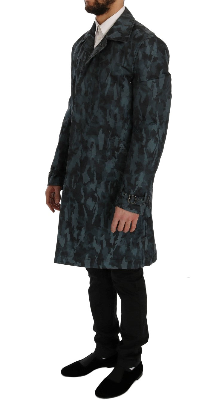 Dolce & Gabbana Blue Camouflage Trench Trench - PreLoved & Luxe