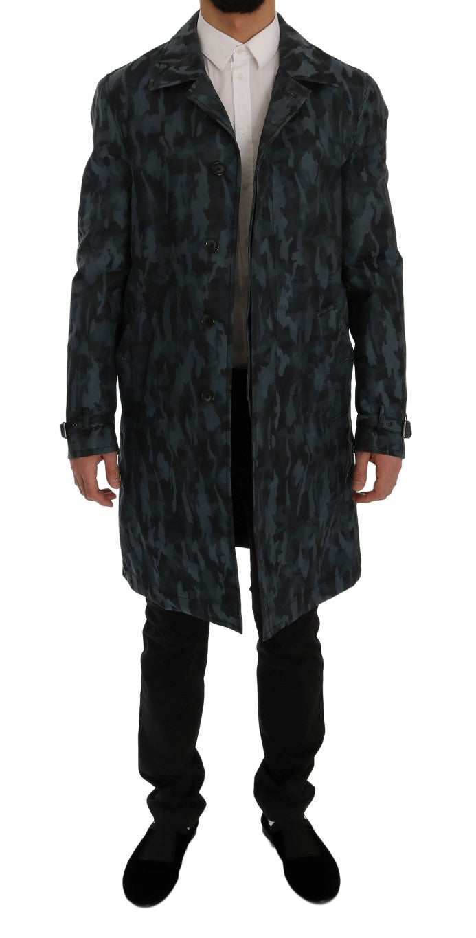 Dolce & Gabbana Blue Camouflage Trench Trench - PreLoved & Luxe