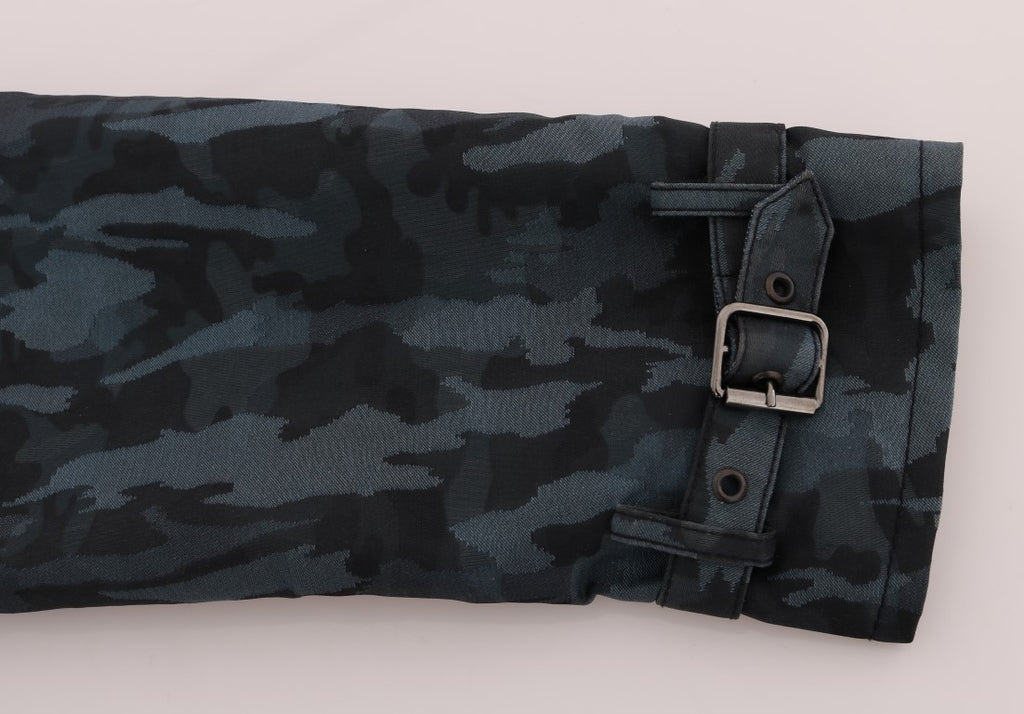 Dolce & Gabbana Blue Camouflage Trench Trench - PreLoved & Luxe