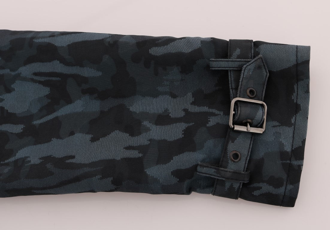 Dolce & Gabbana Blue Camouflage Trench Trench - PreLoved & Luxe