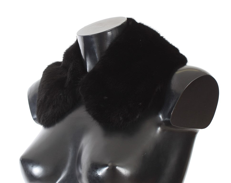 Dolce & Gabbana Black Mink Fur Shoulder Collar Scarf - PreLoved & Luxe