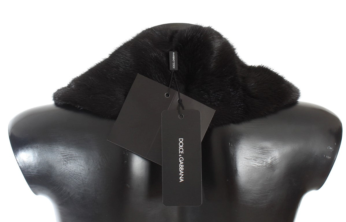 Dolce & Gabbana Black Mink Fur Shoulder Collar Scarf - PreLoved & Luxe