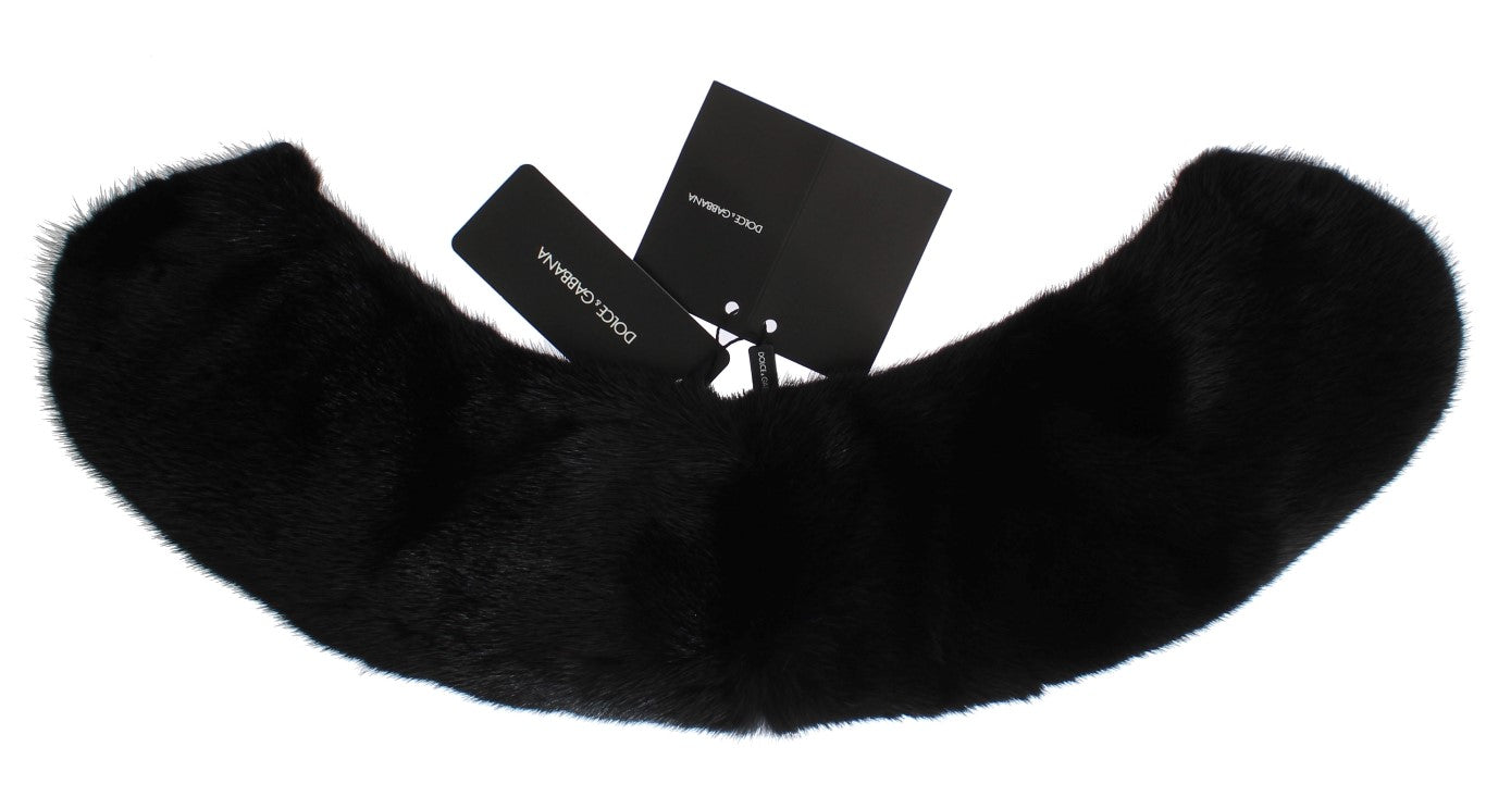 Dolce & Gabbana Black Mink Fur Shoulder Collar Scarf - PreLoved & Luxe