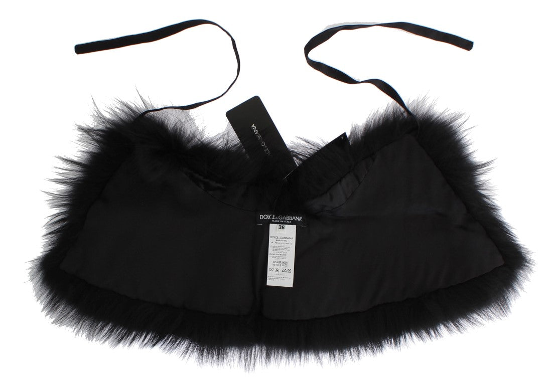 Dolce & Gabbana Black Fox Fur Collar Scarf - PreLoved & Luxe