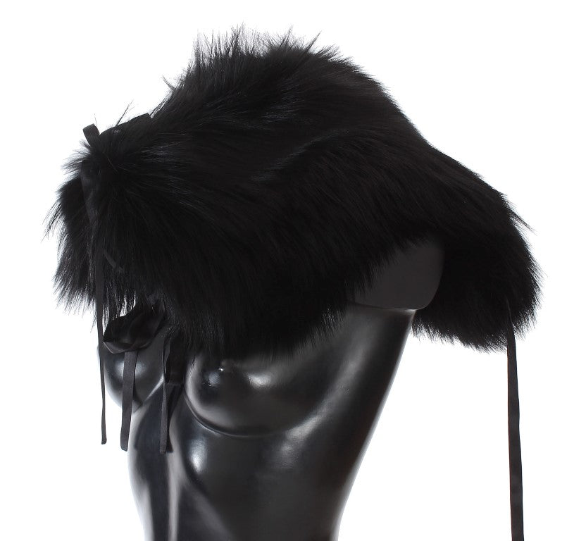 Dolce & Gabbana Black Fox Fur Shoulder Wrap Cover Collar Scarf - PreLoved & Luxe