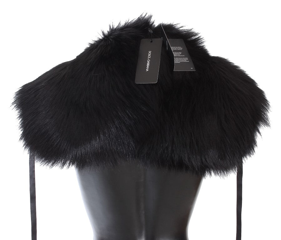 Dolce & Gabbana Black Fox Fur Shoulder Wrap Cover Collar Scarf - PreLoved & Luxe