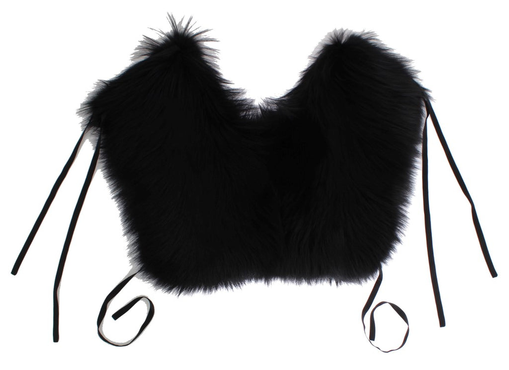 Dolce & Gabbana Black Fox Fur Shoulder Wrap Cover Collar Scarf - PreLoved & Luxe
