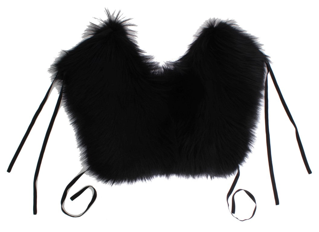 Dolce & Gabbana Black Fox Fur Shoulder Wrap Cover Collar Scarf - PreLoved & Luxe