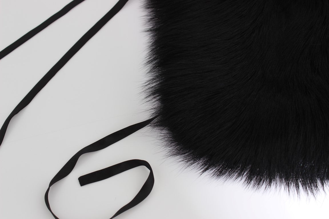 Dolce & Gabbana Black Fox Fur Shoulder Wrap Cover Collar Scarf - PreLoved & Luxe