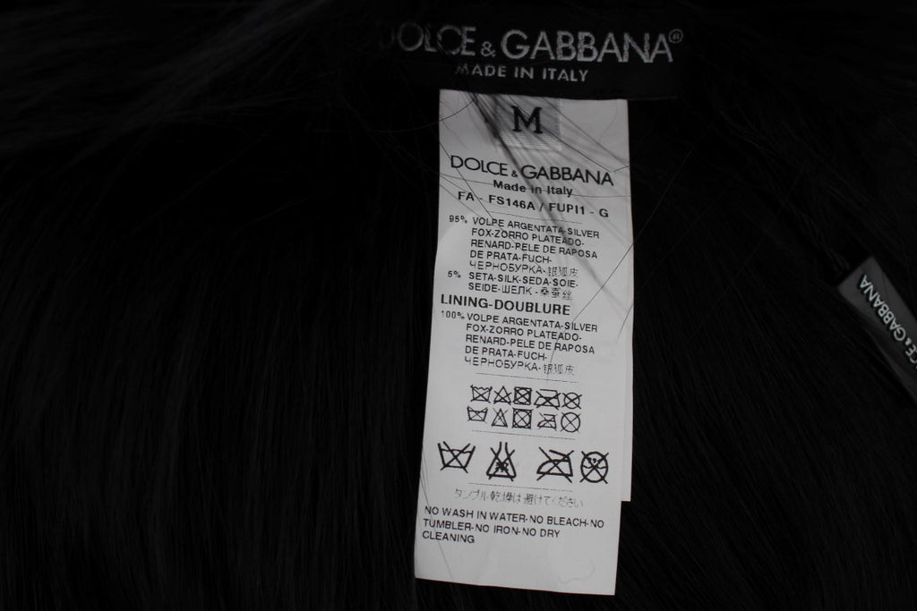 Dolce & Gabbana Black Fox Fur Shoulder Wrap Cover Collar Scarf - PreLoved & Luxe