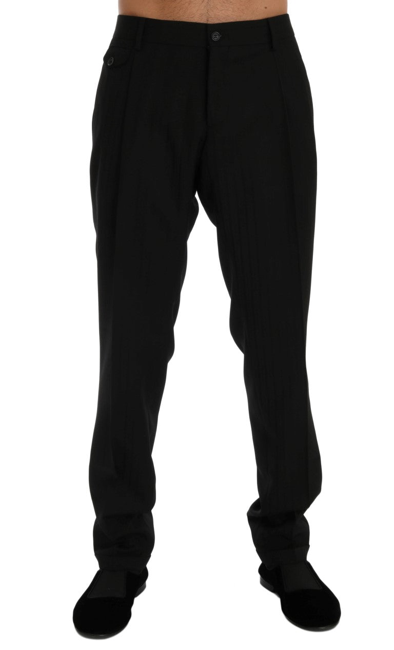 Dolce & Gabbana Black Striped Wool Stretch Pants - PreLoved & Luxe