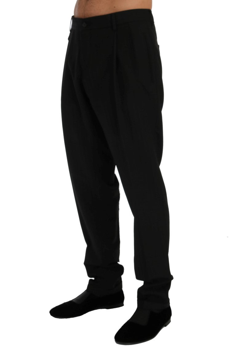Dolce & Gabbana Black Striped Wool Stretch Pants - PreLoved & Luxe
