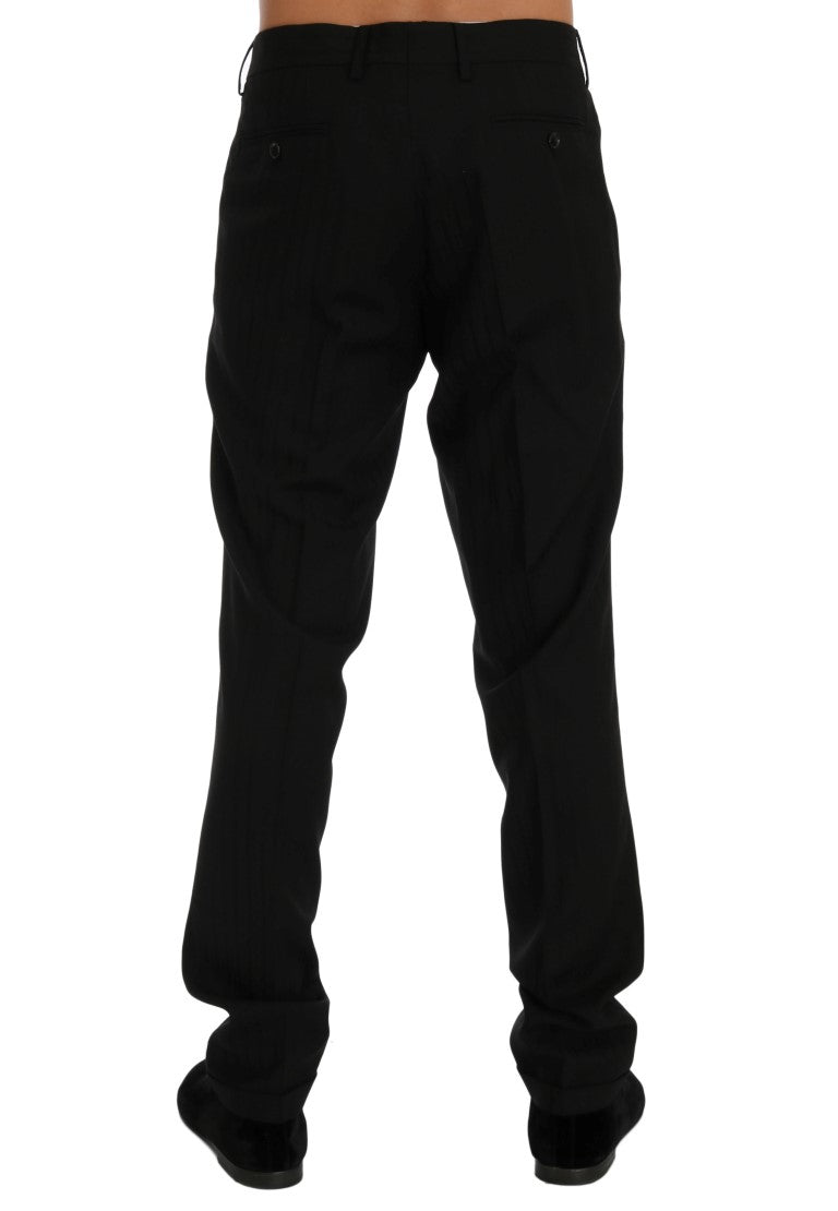 Dolce & Gabbana Black Striped Wool Stretch Pants - PreLoved & Luxe