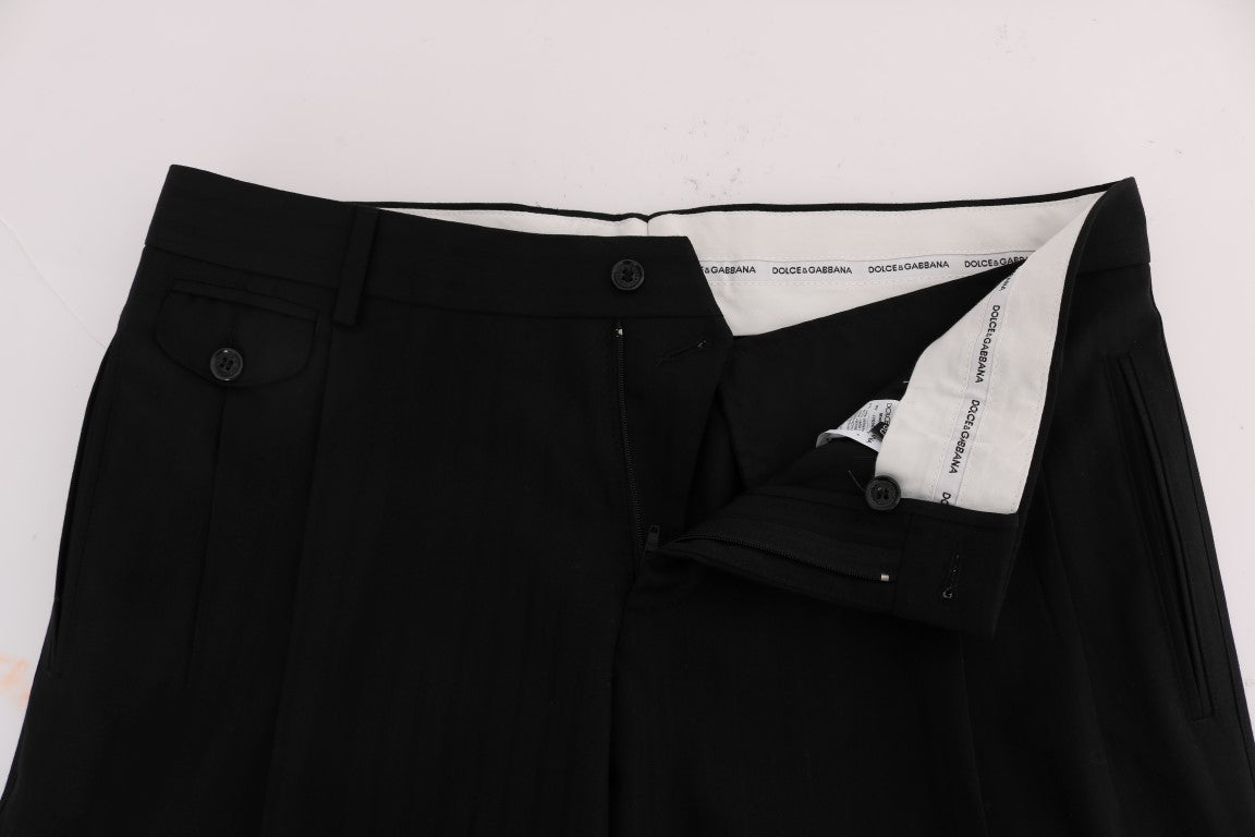 Dolce & Gabbana Black Striped Wool Stretch Pants - PreLoved & Luxe