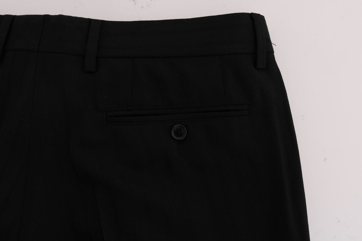 Dolce & Gabbana Black Striped Wool Stretch Pants - PreLoved & Luxe