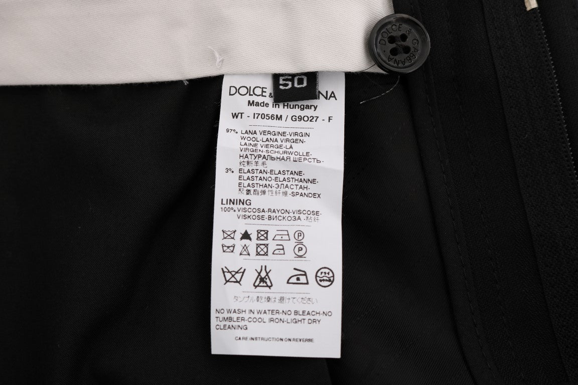 Dolce & Gabbana Black Striped Wool Stretch Pants - PreLoved & Luxe