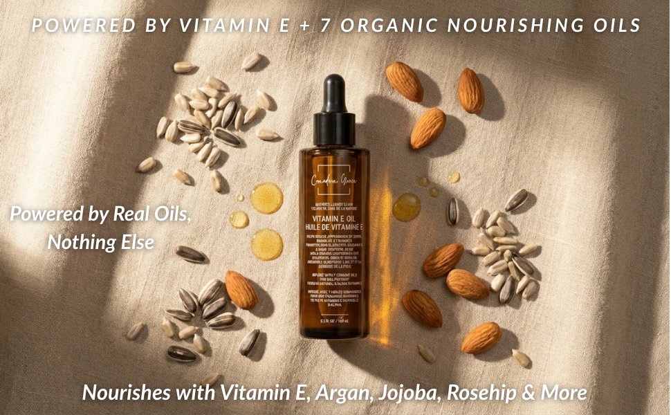 Canadian Grace Vitamin E Face Oil | 70,000 IU with 7 Organic Oils - Skin Barrier Support & Recovery For Dry, Stressed & Overworked Skin