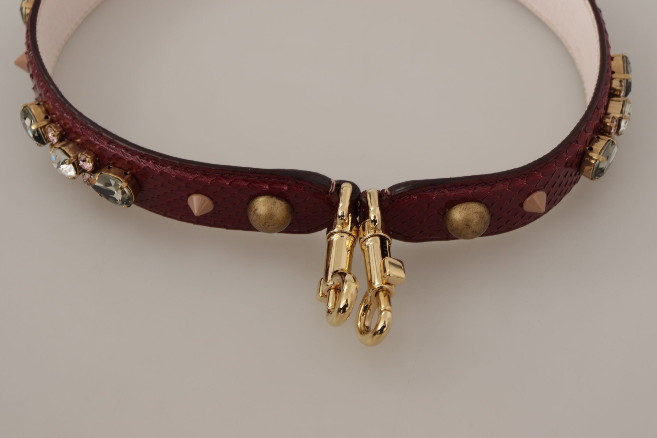 Dolce & Gabbana Bordeaux Leather Crystals Bag Shoulder Strap