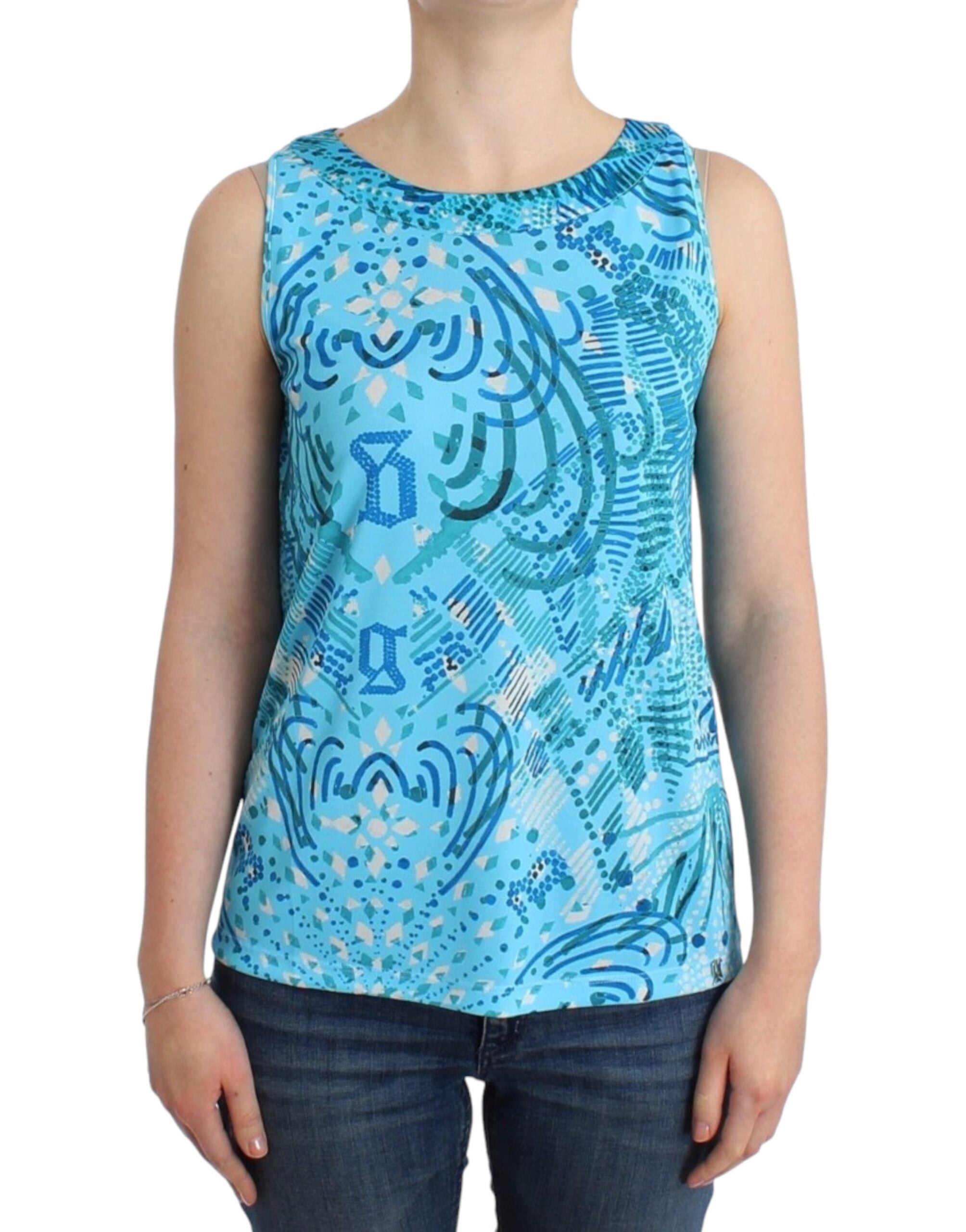 John Galliano Blue printed tank top - PreLoved & Luxe