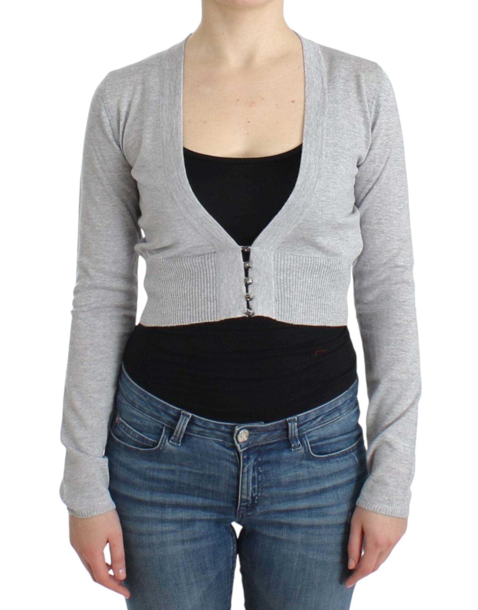 Cavalli Gray cropped wool cardigan - PreLoved & Luxe