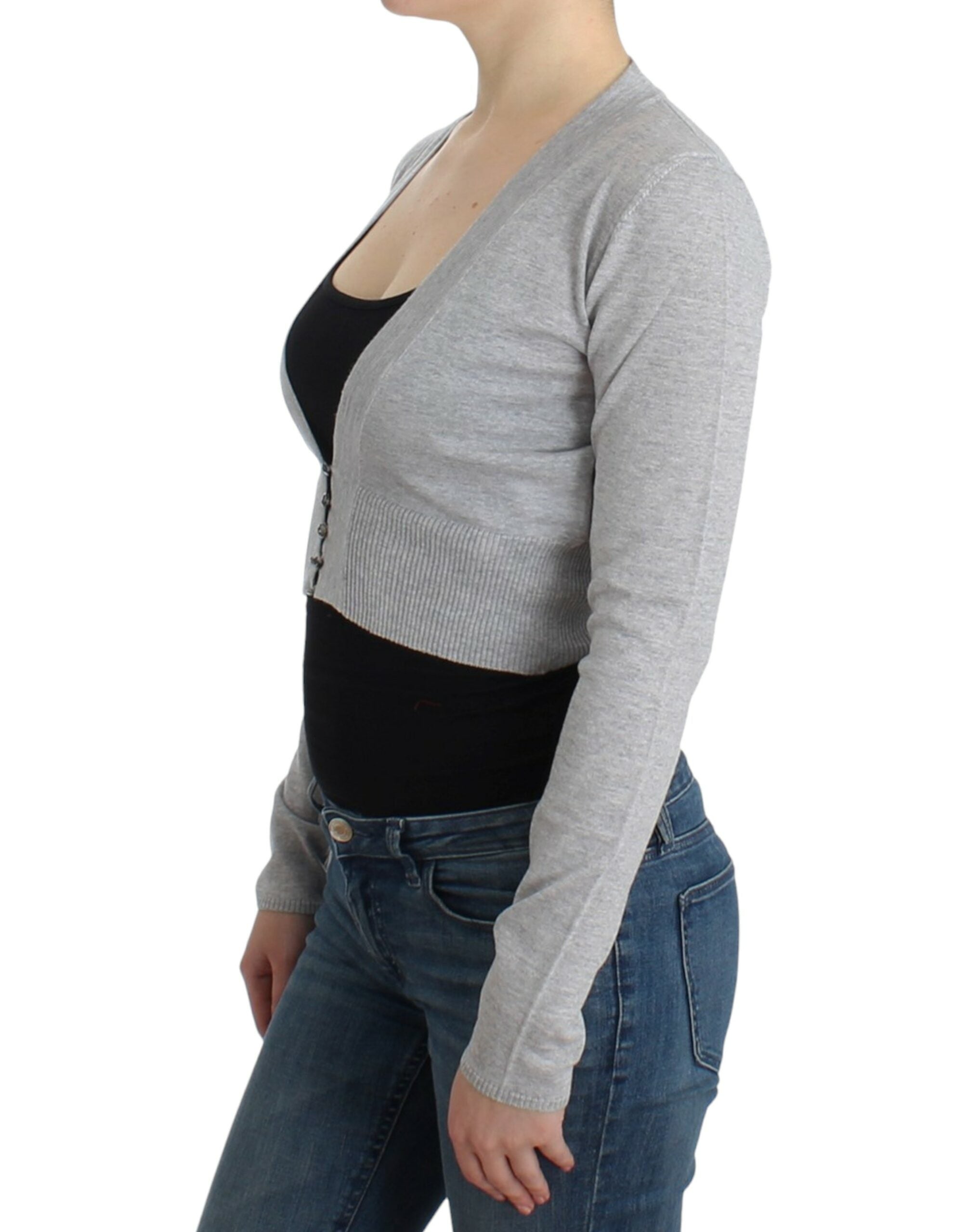 Cavalli Gray cropped wool cardigan - PreLoved & Luxe
