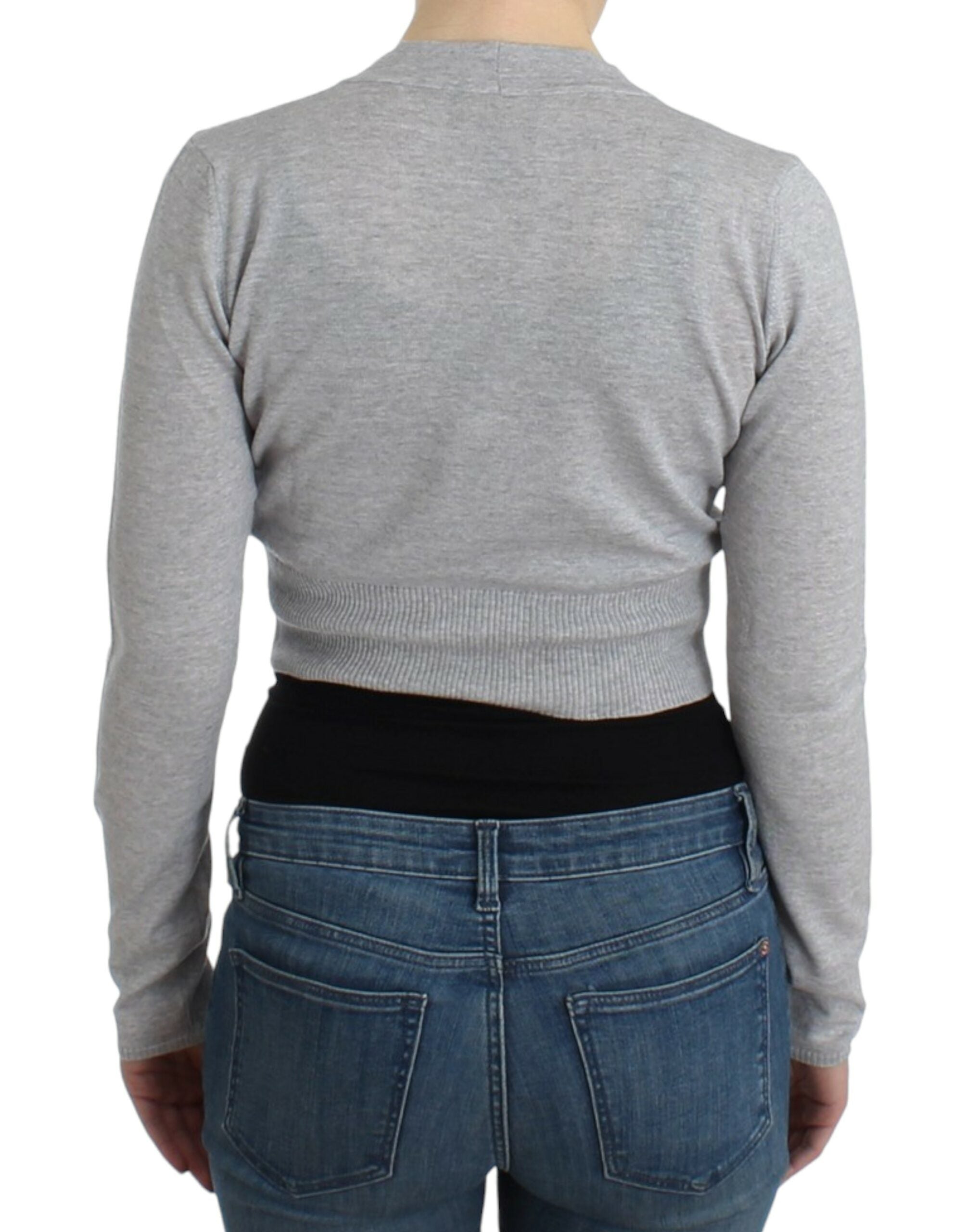 Cavalli Gray cropped wool cardigan - PreLoved & Luxe