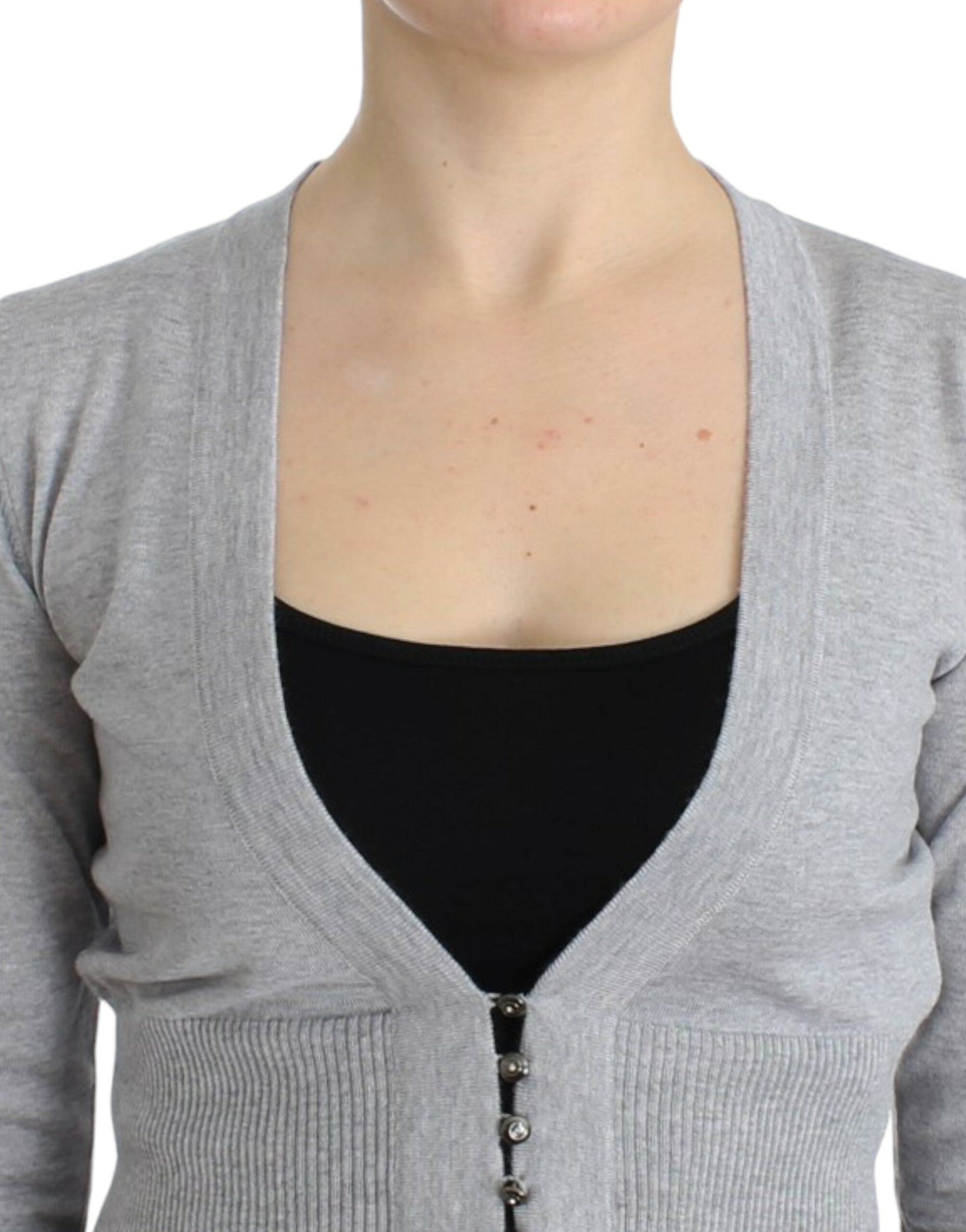 Cavalli Gray cropped wool cardigan - PreLoved & Luxe