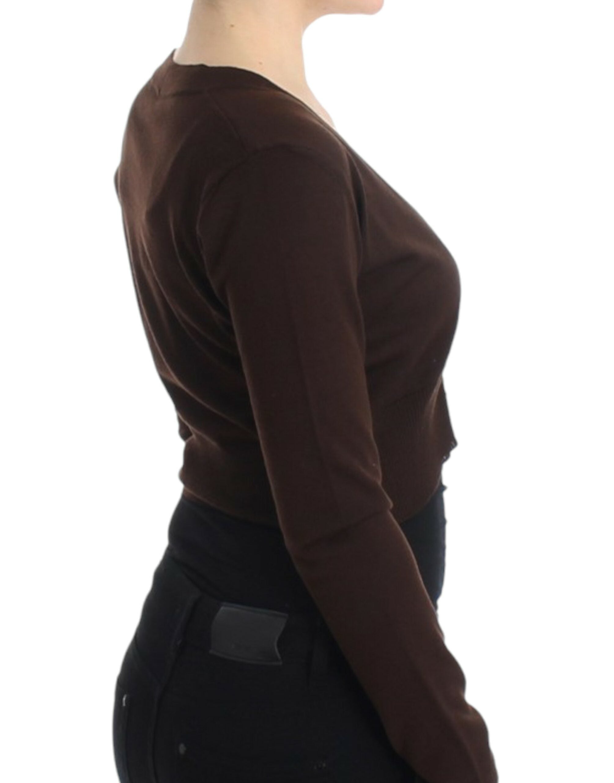 Cavalli Brown cropped wool cardigan - PreLoved & Luxe