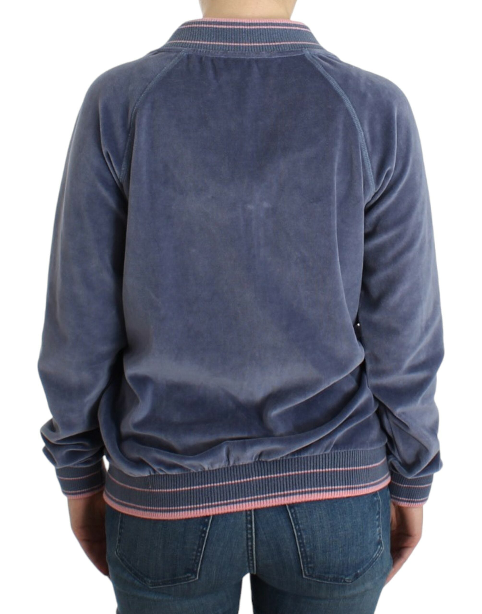 Cavalli Blue velvet zipup sweater - PreLoved & Luxe