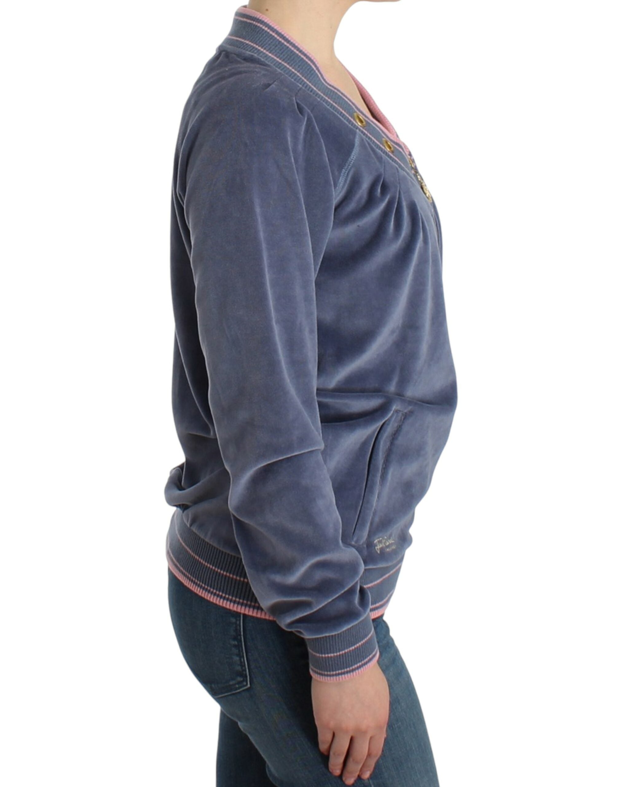 Cavalli Blue velvet zipup sweater - PreLoved & Luxe