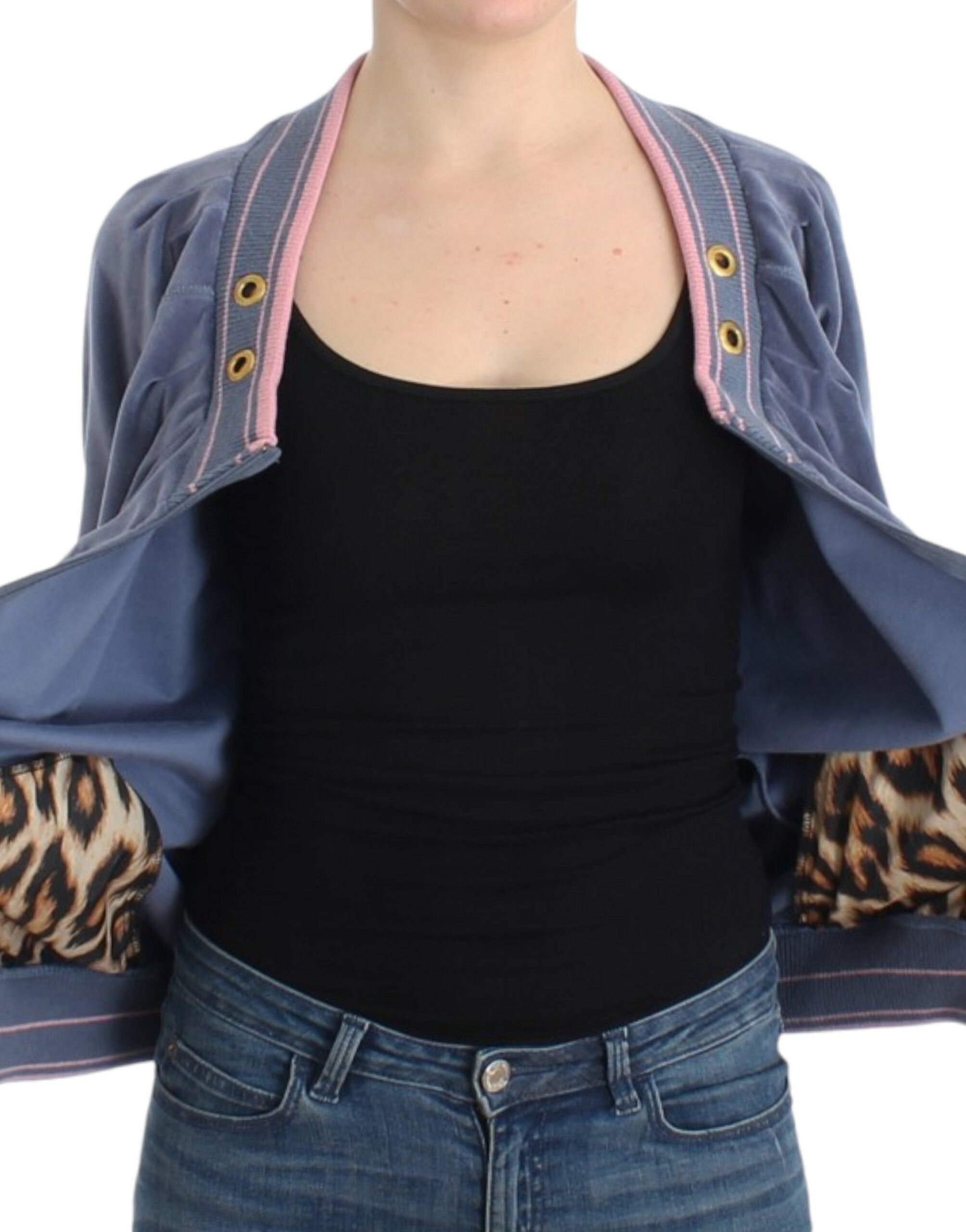 Cavalli Blue velvet zipup sweater - PreLoved & Luxe