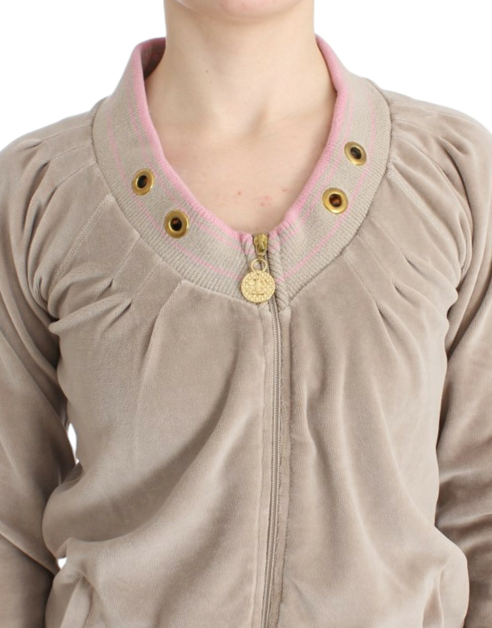 Cavalli Beige velvet zipup sweater - PreLoved & Luxe