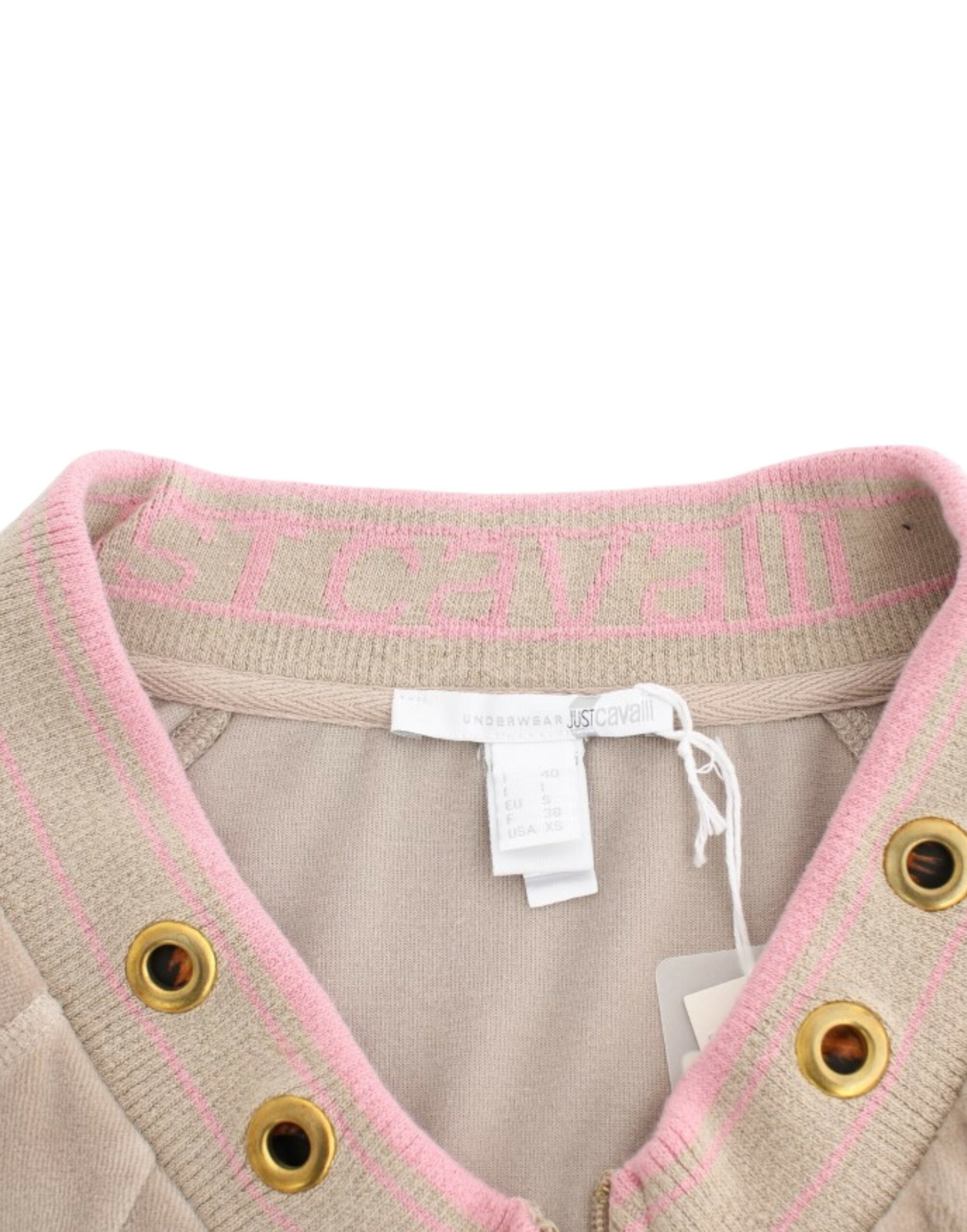 Cavalli Beige velvet zipup sweater - PreLoved & Luxe