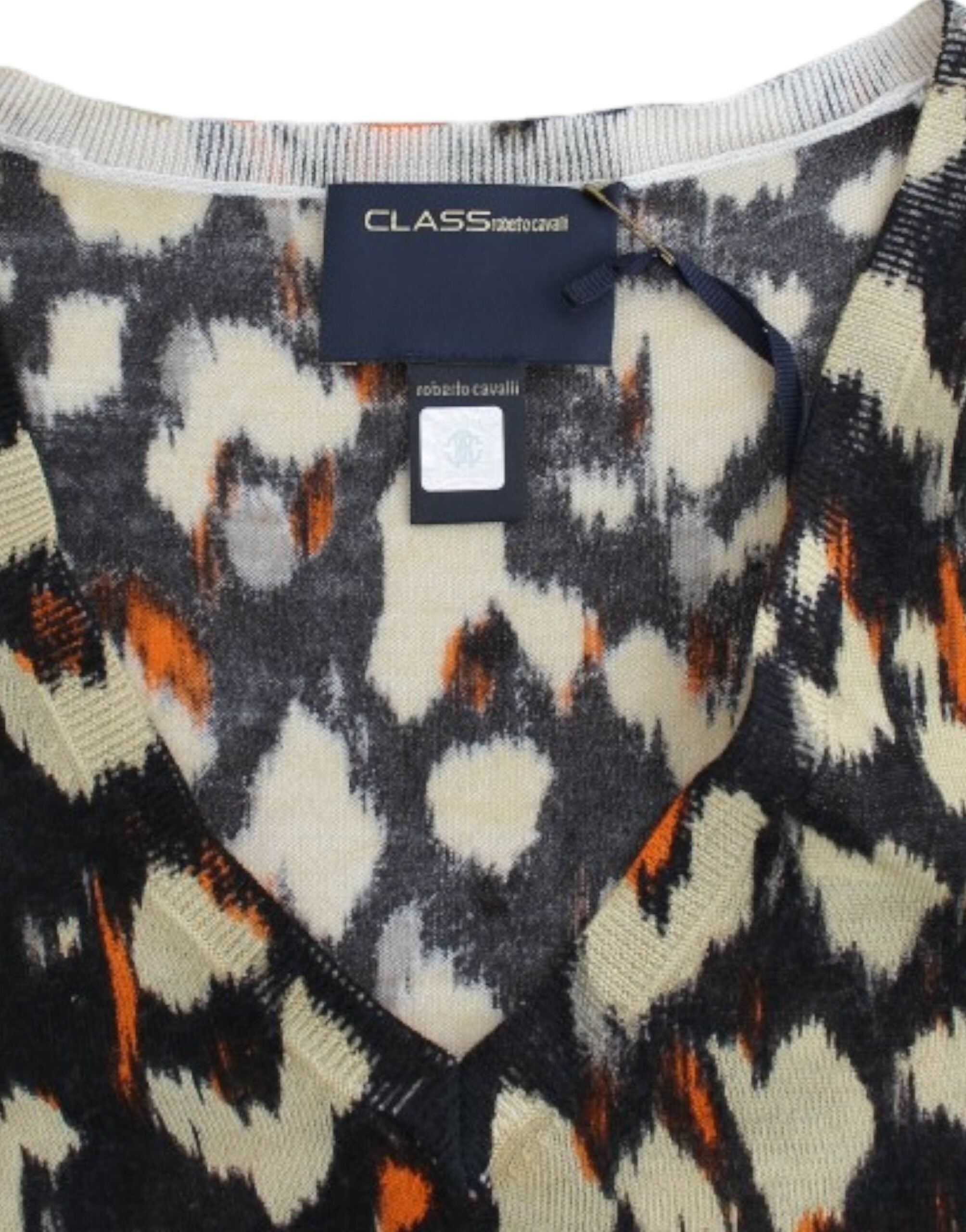 Cavalli Multicolor v-neck wool jumper - PreLoved & Luxe