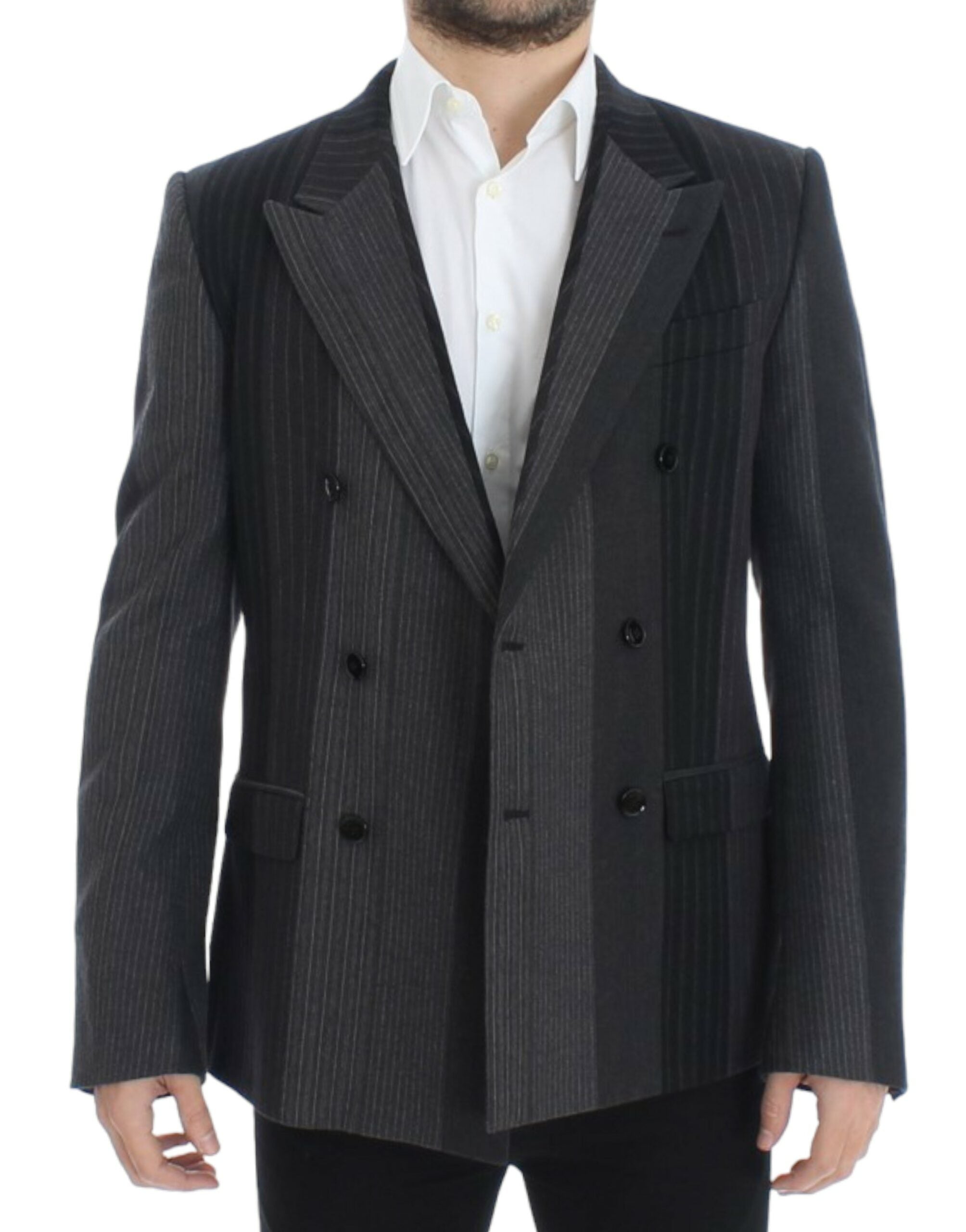 Dolce & Gabbana Gray striped wool stretch blazer - PreLoved & Luxe