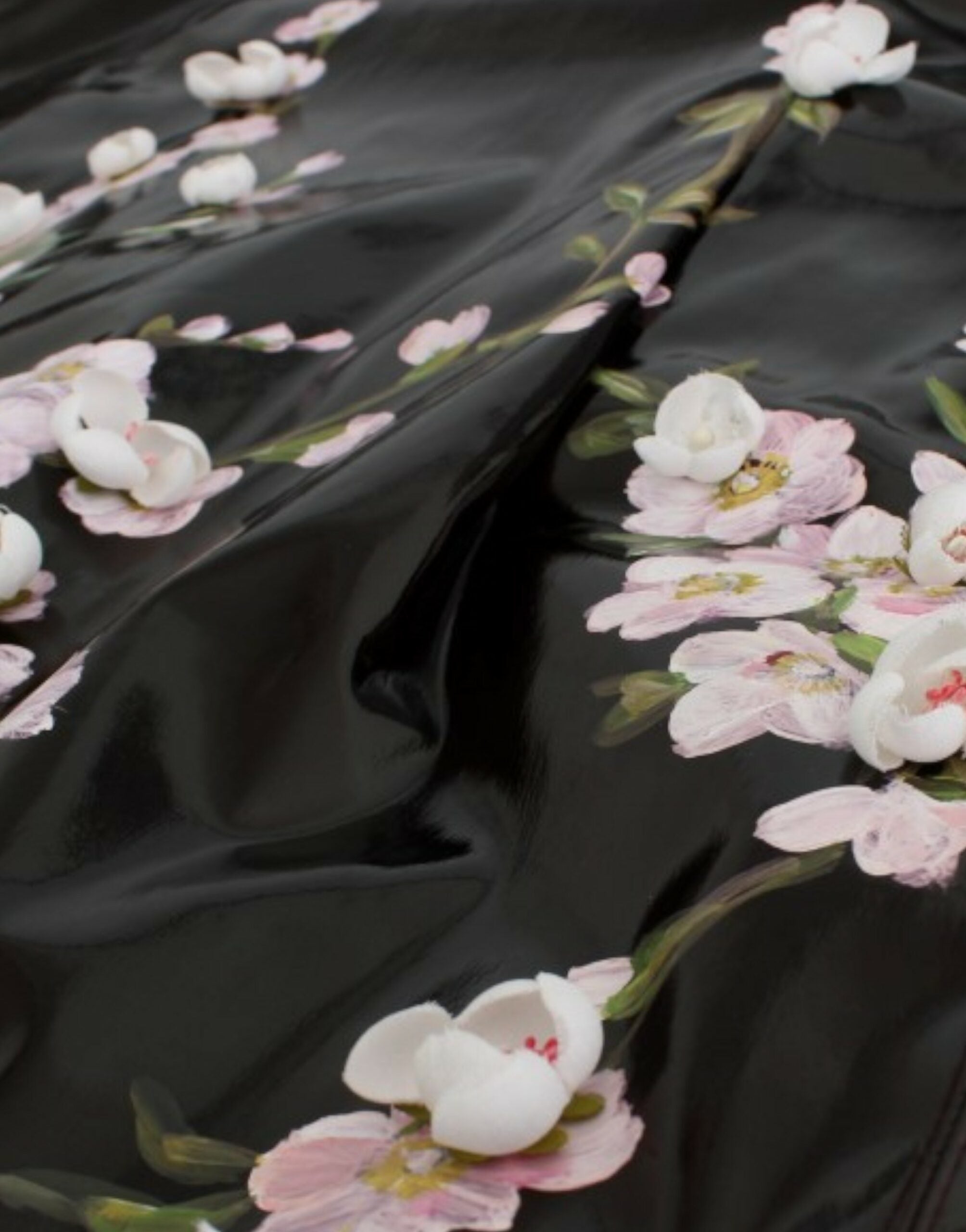 Dolce & Gabbana Black patent floral HANDPAINTED dress - PreLoved & Luxe