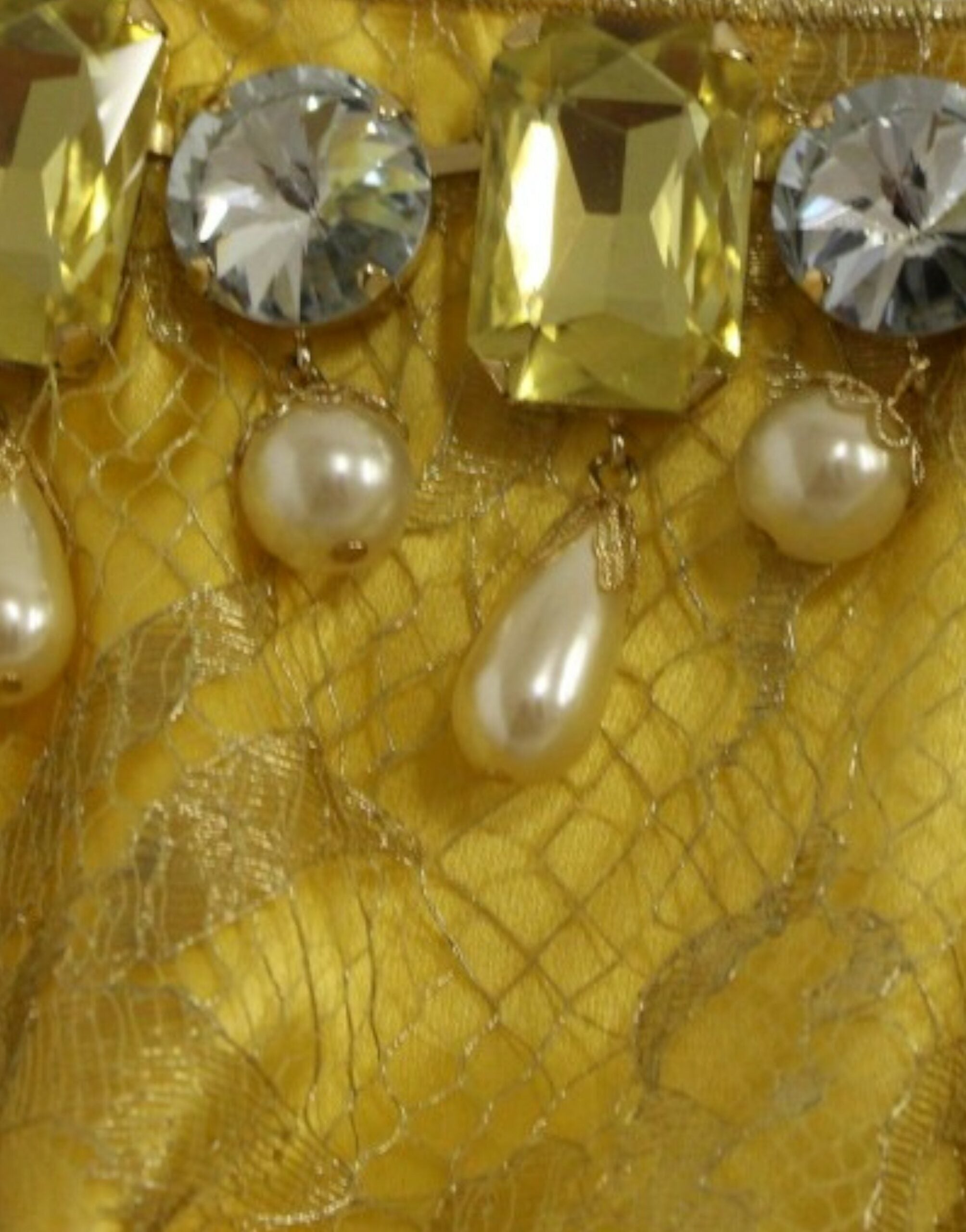 Dolce & Gabbana Yellow lace crystal mini dress - PreLoved & Luxe