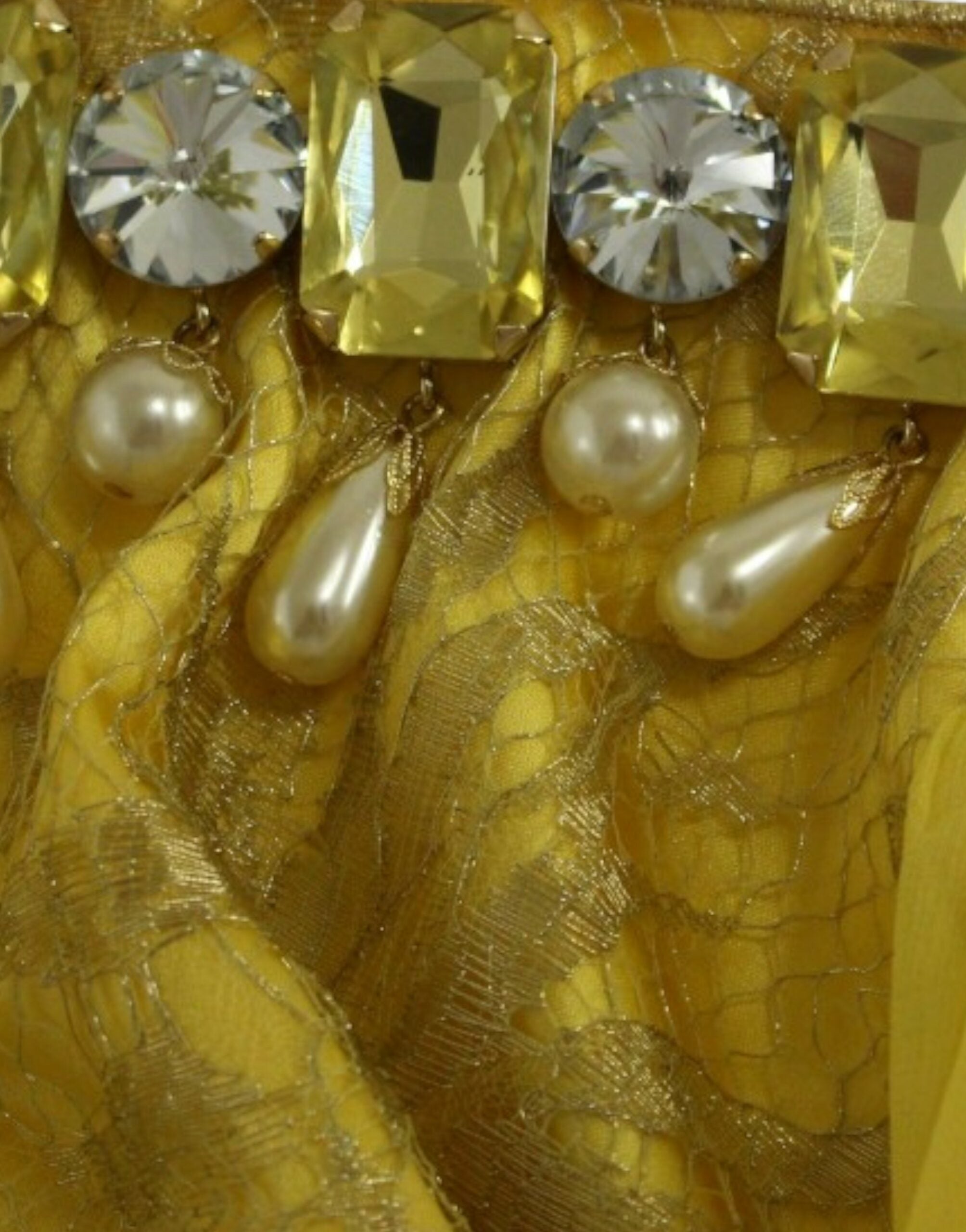 Dolce & Gabbana Yellow lace crystal mini dress - PreLoved & Luxe