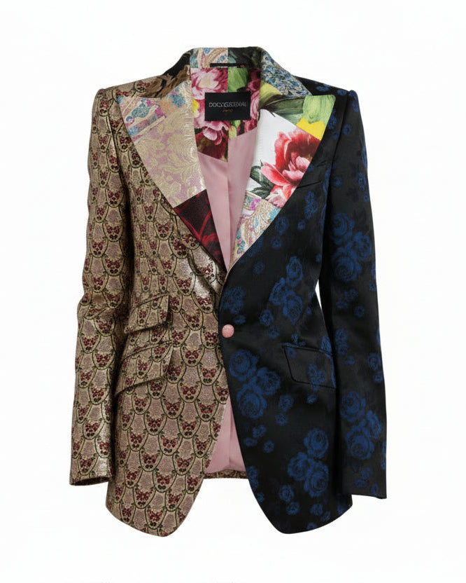 Dolce & Gabbana Multicolor Floral Patchwork Jacquard Jacket
