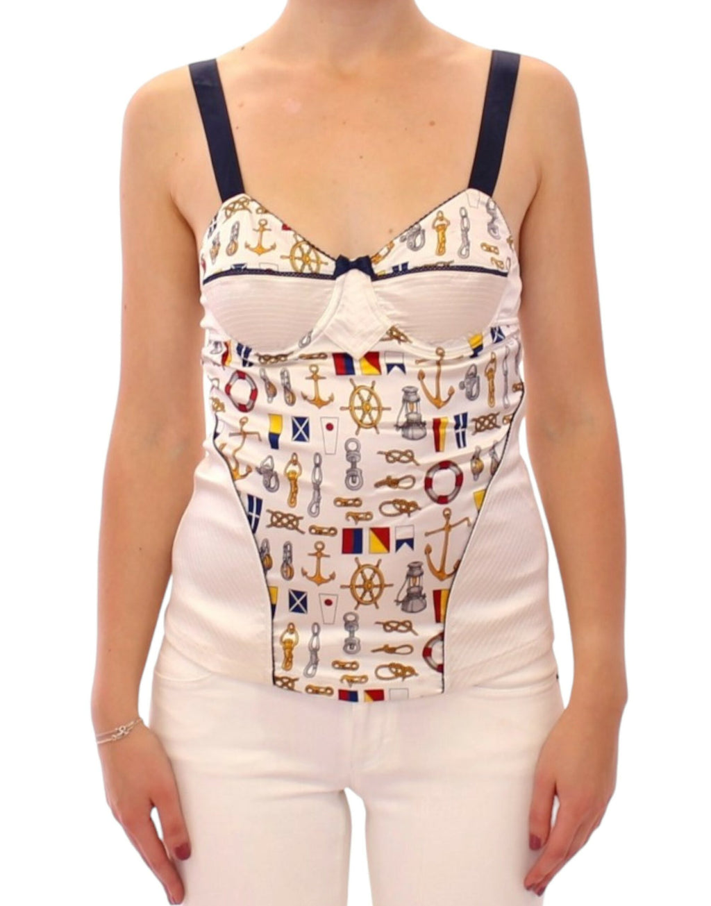 Dolce & Gabbana White sailor motive tank top - PreLoved & Luxe