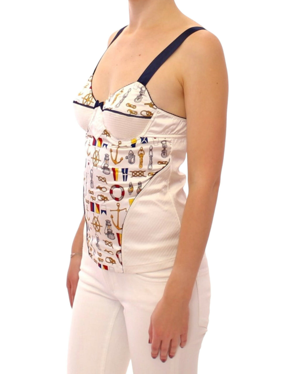 Dolce & Gabbana White sailor motive tank top - PreLoved & Luxe