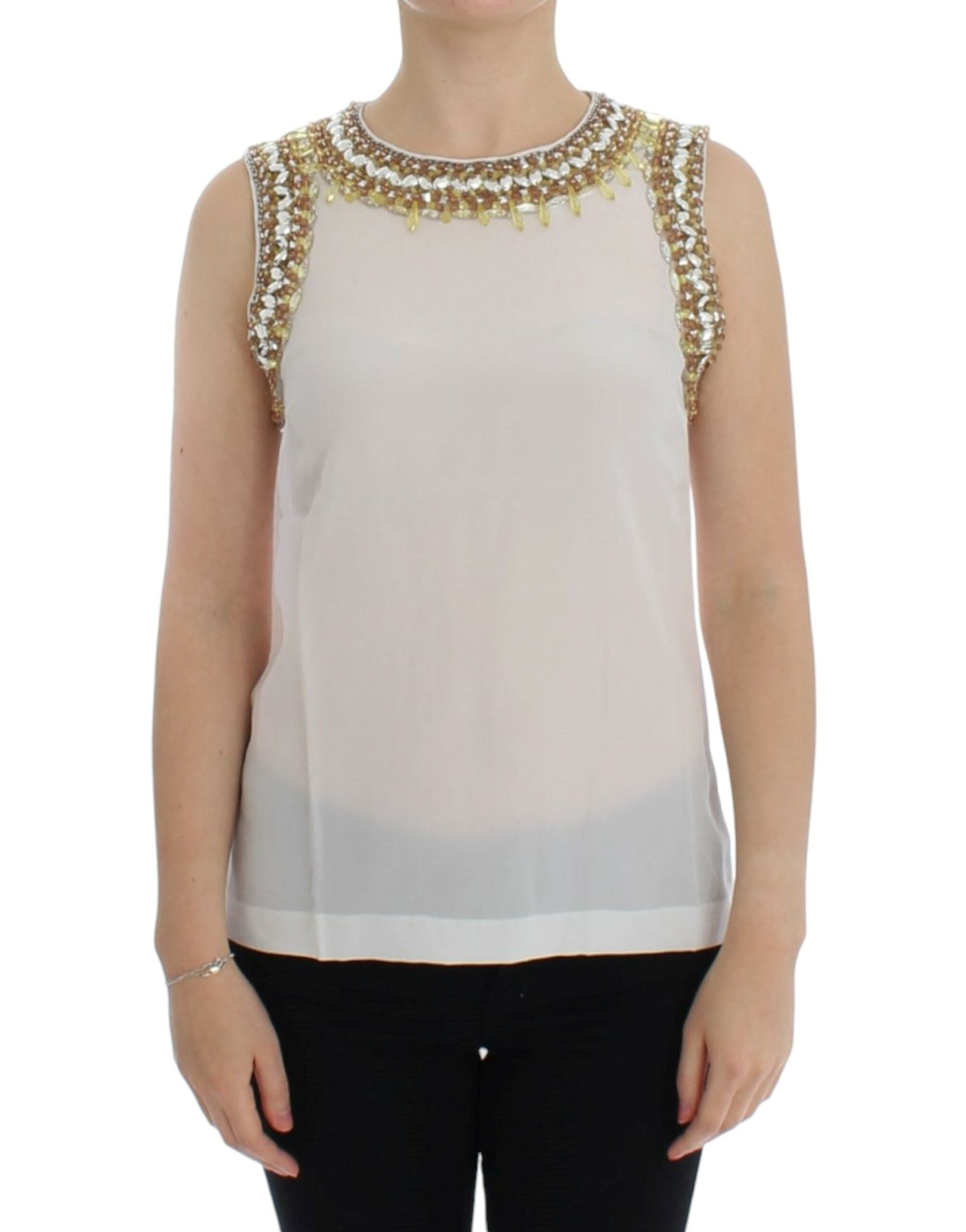 Dolce & Gabbana White crystal embellished tank top - PreLoved & Luxe