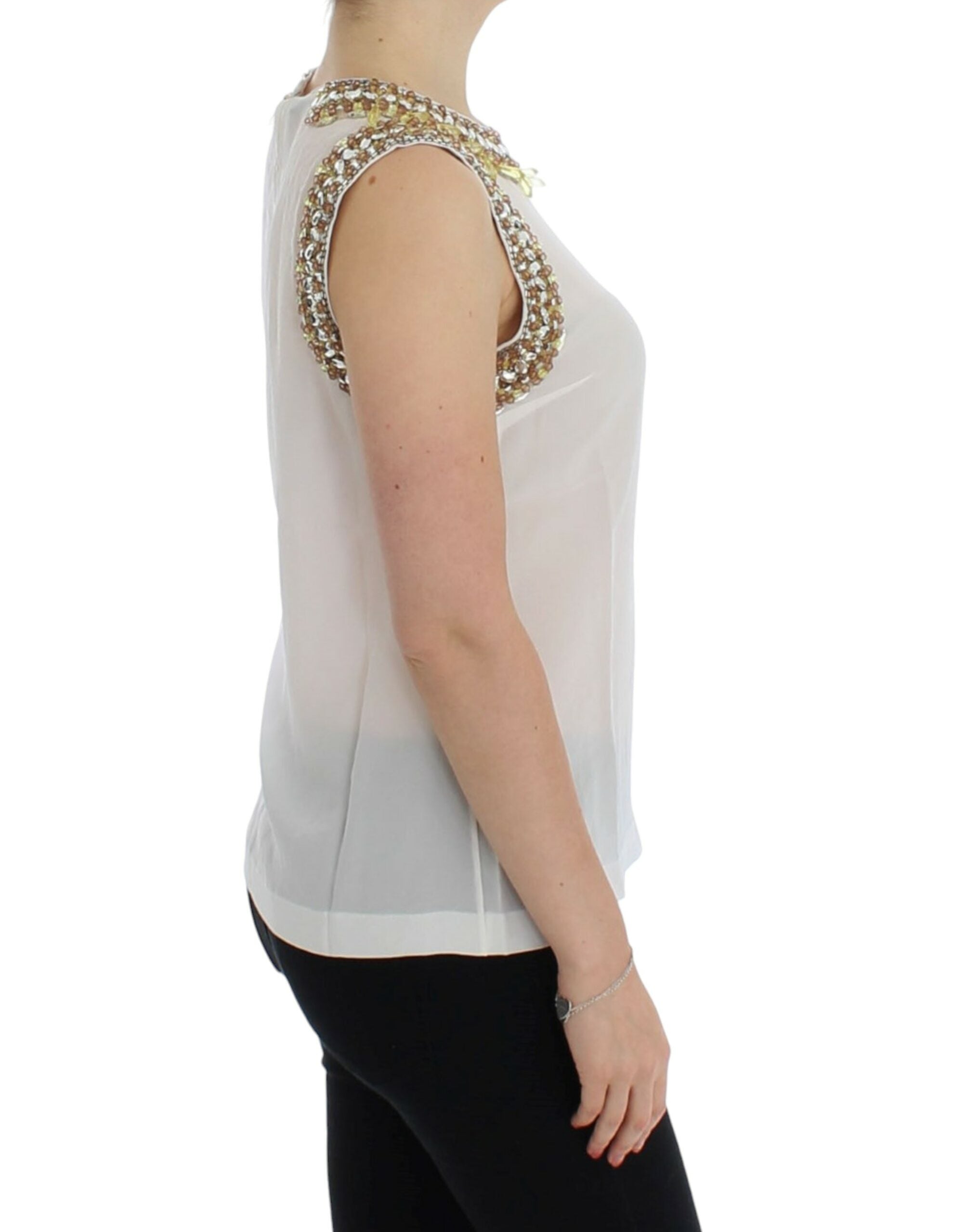 Dolce & Gabbana White crystal embellished tank top - PreLoved & Luxe